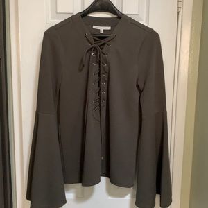 Ladies Endless Rose Olive Green Bell Sleeves Top- small